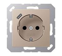 Jung A1520-18CCH SCHUKO Steckdose mit USB-Ladegerät, Serie A/AS, Champagner