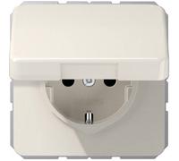 Jung 1 scomparto frutto presa schuko con coperchio a cerniera bianco crema