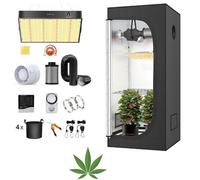 JUNG Growbox - Set completo di coltivazione con LED a spettro completo, dimmerabile, 120 x 120 x 200 cm, con ventilatore, filtro ai carboni attivi, per la coltivazione della serra
