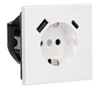 Jung LS1520-15CAWW - Presa Schuko con USB tipo AC (3A) con protezione da contatto elevata (termoplastica), colore: Bianco alpino serie LS