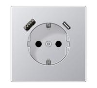 Jung Presa 1-Faccia Alu Con 1USB-A 1USB-C LS AL 1520-15 CA-L UP Con BS IP20