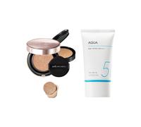Jung Saem Mool - Masterclass Radiant Cushion - Cushion 15g + Refill 15g - Y4 Sand (1ea) + MISSHA - All-Around Safe Block Aqua...