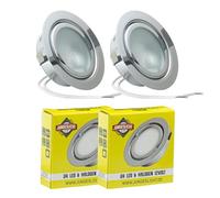 JungesLicht - Lampada alogena da incasso per mobili, 12 V, G4, 20 W, foro 55-60 mm, profondità 23 mm, esterno 73 mm, cromata (lampadina inclusa, adatta a LED), dimmerabile, luce per mobili, luce