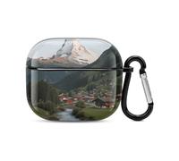 Jungfraujoch, custodia per cuffie Bluetooth stampata, antiurto, in policarbonato, copertura completa, compatibile con ricarica wireless e AirPods (terza generazione) con fibbia di sicurezza