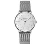 Junghans Max Bill Handaufzug Men's Watch 027/3004.46 - 34mm Stainless Steel Case, Matte Silver-Plated Dial, Milanaise Bracelet