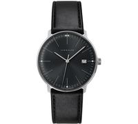 Junghans Max Bill Quartz 041/4465.02 Men's Watch - 38mm Black Dial, Black Leather Strap