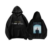Jungkook I AM Still Album Felpa con Cappuccio A-rmy Support Felpa Stampata Magliette in Cotone Merch for i Fan(B Black,S)