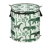 Jungle Animal Elephant Green Giraffe cesto portabiancheria pieghevole e impermeabile contenitori cestini con manico robusto bidoni piccoli Decoracion per vivaio lavanderia sesto para ropa