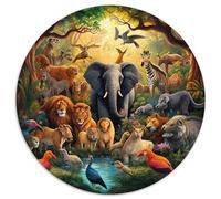 Jungle Animals 1000 Pieces Round Puzzle Jigsaw Ladies Birthday Gift Per La Decorazione Delle Pareti for Adults And Children 1000pcs (67.5x67.5cm)