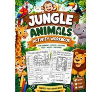 Jungle Animals Activity Workbook: Fun Learning Worksheets for Kids Ages 3-8 with Coloring, Mazes, Tracing, Matching, Counting, Puzzles & More