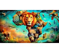 jungle-animals Gioco di puzzle 1000 pezzi Sfida di gioco educativo Carta riciclata Gioco stimolante per decorazione murale e regali 38x26cm/1000pcs