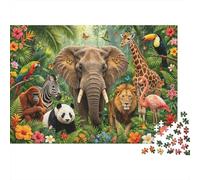 Jungle Animals Jigsaw Puzzle 1000Pc Riciclato Materiale Vita Selvatica Regno Puzzle per Boy & Girl Fun Present & Attività per Casa Ideal per di Bambino Birthday Gift 70x50cm/1000pcs