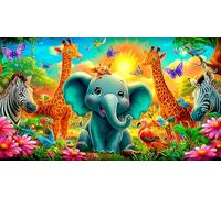 jungle-animals Jigsaw Puzzle impossibili 1000 Pezzi Decorazione per la casa. Giochi di Rilassamento e Intelletto per adulti e ragazzi da 14 anni 38x26cm/1000pcs