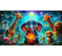 jungle-animals Jigsaw Puzzle Impossible 1000 Pezzi Decorazione per la casa. Giochi di Rilassamento e Intelletto per Adulti e Bambini da 12 Anni 75x50cm/1000pcs