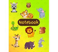 JUNGLE ANIMALS NOTEBOOK - Sweet, Happy Baby Animals on a Bright Green & Yellow Polka-Dot Pattern Gradient Backdrop. Cute, Lovable, and Fun: 8.5" x 11" (100 lined pages)