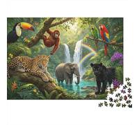Jungle Animals Puzzle 1000 Pezzi Riciclato Material Rainforest Scene Puzzle per Ragazzi e Ragazze Ages 6 Years Up Divertente And Stimolante Family Game Activity 38x26cm/1000 Pezzi