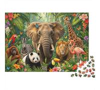 Jungle Animals Puzzles 1000 Pezzo Riciclato Paper Wildlife Collage Puzzle per Ragazzi e Ragazze dai 6 Anni in su Educativo Game Challenge Gioco di Famiglia Divertente 38x26cm/1000pcs
