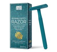 Jungle Culture® Rasoio di Sicurezza per Donne e Uomini • Rasoio Riutilizzabile in Metallo • Donna Rasoio Manuale • Safety Razor Tradizionale Corpo Viso (Verde Acqua)
