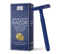 Jungle Culture® Rasoio di Sicurezza per Donne e Uomini • Rasoio Riutilizzabile in Metallo • Lamette Non Incluse • Donna Rasoio Manuale • Safety Razor Tradizionale Corpo Viso • Blu Zaffiro