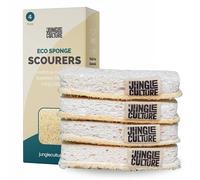 Jungle Culture® Spazzole naturali per lavare i piatti - Set di spazzole ecologiche per la pulizia della cucina (Set spugna da 4 pezzi)