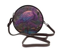 Jungle Flamingo Bird - Borsa a tracolla da donna, rotonda, in pelle