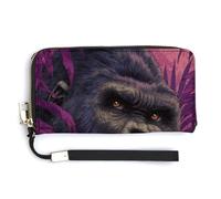 Jungle Gorilla, pochette lunga in pelle ecologica in poliuretano, portamonete, porta carte di credito, porta carte di credito, per donne e uomini