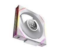 Jungle Leopard Interstellar-V4 140 mm Daisy Chain RGB PC Ventola con indicatore di velocità, 2100 RPM/70,6 CFM, 5V3PIN ARGB e ventola PWM 12 V4 PIN (White Reverse Blade)