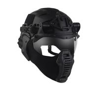 Jungle Leopard Set di Protezione for Casco tattico con Maschera a Rete for metà Viso, Copertura Laterale for Le Orecchie, Occhiali con Apertura a ribalta(MCBK)