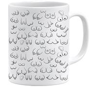 Jungle Mug Divertente tazza Boobs e pene | Divertente regalo per uomini | Tazza divertente per ufficio | Tazza pervertita con scritta | Tazza per pene | Tazza da caffè con tette (seni bianchi)