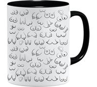 Jungle Mug Divertente tazza Boobs e pene | Divertente regalo per uomini | Tazza divertente per ufficio | Tazza pervertita con scritta | Tazza per pene | Tazza da caffè con tette (seni nero)