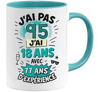 Jungle Mug Tazza di compleanno divertente con scritta per uomini e donne | Ich bin 18 con esperienza | Divertente tazza da caffè vintage 20 - 100 | Idea regalo per compleanno (95)