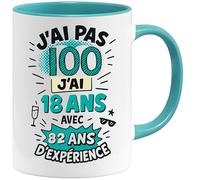 Jungle Mug Tazza di compleanno divertente con scritta per uomini e donne | Ich bin 18 con esperienza | Divertente tazza da caffè vintage 20 - 100 | Idea regalo per compleanno (100)