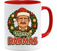 Jungle Mug Tazza natalizia con scritta "Merry Dadmas", design con corona di papà scontroso | Tazza di Babbo Natale segreta per lui | Idea regalo per riempire la scatola della vigilia di Natale, tazza