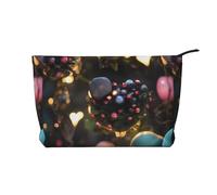 Jungle of Love, borsa per il trucco multifunzionale in velluto a coste con chiusura a cerniera, 22 x 7 x 17 cm, per viaggi, campeggio, vacanze, fitness, Nero , Taglia unica