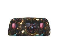 Jungle of Love, custodia leggera e portatile in pelle con cerniera, 20,5 x 5,5 x 8 cm, per ufficio, viaggi, trucchi, Argento, Taglia unica, Portamonete