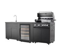 JUNGLE Outdoor kitchen 263 x 66 x 129 cm 4 bruciatori + bruciatore posteriore (include griglia e copertura)