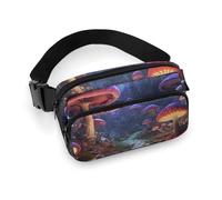 Jungle Path - Marsupio a tracolla con funghi luminosi, per donne e uomini, per allenamento, corsa, viaggi, con cinghia regolabile