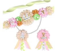 Jungle Safari Baby Shower Sash Girl - Cintura per maternità con animali safari per baby shower, Daddy to Be & Mommy to Be Badge Corpetto per Safari Animali Baby Shower Decorazioni