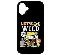 Jungle Safari Let's Get Wild 5th Birthday Zoo 5 Anni Kid Custodia per iPhone 16 Plus
