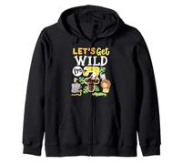 Jungle Safari Let's Get Wild 7th Birthday Zoo 7 Anni Kid Felpa con Cappuccio