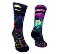 Jungle Socks Calzini Sportivi Lunghi Colorati e Divertenti per Uomo e Donna, per Cross Training, Ciclismo, Corsa, Ciclismo su Strada, Escursionismo, Palestra, MTB. Progettato in Europa.