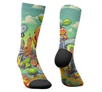 Jungle Socks Calzini Sportivi Lunghi Colorati e Divertenti per Uomo e Donna, per CrossFit, Ciclismo, Corsa, Palestra, MTB. Progettato in Europa. 39-42 EU.