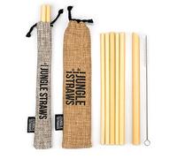 Jungle Straws® Cannucce in Bambù Riutilizzabili • Confezione da 6 con Boba Cannuccia per Il Bubble Tea, Spazzola & 2 Borse • Cannucce Naturali • Eco-Compatibili & Bio Prive di Plastica • Grigio