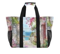 Jungle Tiger Borsa da viaggio Borsa da viaggio Impermeabile Cucina Riutilizzabile Grocery Canvas Tote Nuotare Animale Spiaggia Borse Donna Totes Moderno, Romantico vicolo italiano, 15.4 X 9.8 X 12.8
