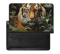 Jungle Tiger - Custodia per passaporto sottile, da viaggio, con blocco RFID, custodia per passaporto, con scomparti per carte di credito, per donne/uomini