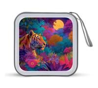 Jungle Tiger Moon Flowers CD Case DVD Storage Case Portable per auto casa viaggio