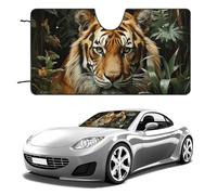 Jungle Tiger - Parasole per parabrezza auto, berlina, SUV, camion, universale, riflettente, per finestrini anteriori, pieghevole, protegge dai raggi UV e mantiene l'interno fresco, 129,5 x 71,1 cm