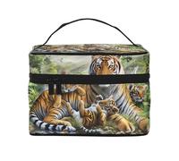 Jungle Tigers Cucciolo Grande Capacità Portatile Impermeabile Cosmetic Bag 23x17x16cm per Viaggi Sport All'aperto Regalo Compagno di Matrimonio, Nero , Taglia unica