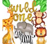 Jungle Wild One Balloon Animali Bosco Leopardo Leone Scimmia Elefante Palloncini Foil Safari 1 Compleanno Decorazioni 1st Tropical