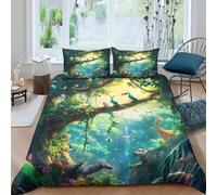 Jungle Wildlifecopripiumino morbida microfibra 3 Pezzi stampa 3D con cerniera Colorful Animal Art Set Di Copripiumino con federa soffice morbida for adolescenti Single（140x200cm）